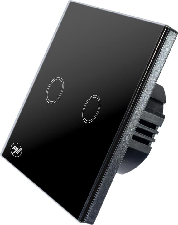 Immagine prodotto PNI SH222 Interruttore a doppio tocco in vetro, nero con display LED, 10 A, 2 x 200 W