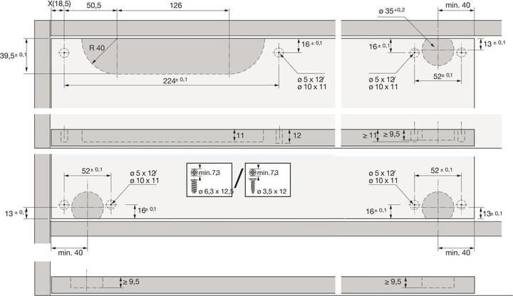 Productafbeelding Hettich Schuifdeurbeslag Slide Line 55 Plus, Inschuif/Voorschuif
