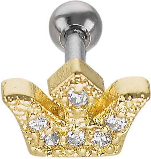 Bijouteria Ohrpiercing (Chirurgenstahl 316L, Kristall, PVD Beschichtung (goldfarbig))