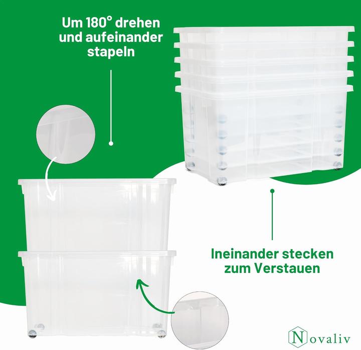 Image du produit Novaliv 3x Aufbewahrungsboxen mit Deckel Gross 55L Anthrazit Nestbar stapelbar mit Clipverschluss Rol (55 l)