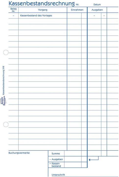 Produktbild Avery Kassenbestandsrechnung, A5 (A5)