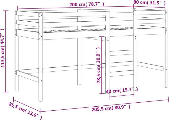 Image du produit VidaXL Lit superposé pour enfant avec rideaux Rose (80 x 200 cm)