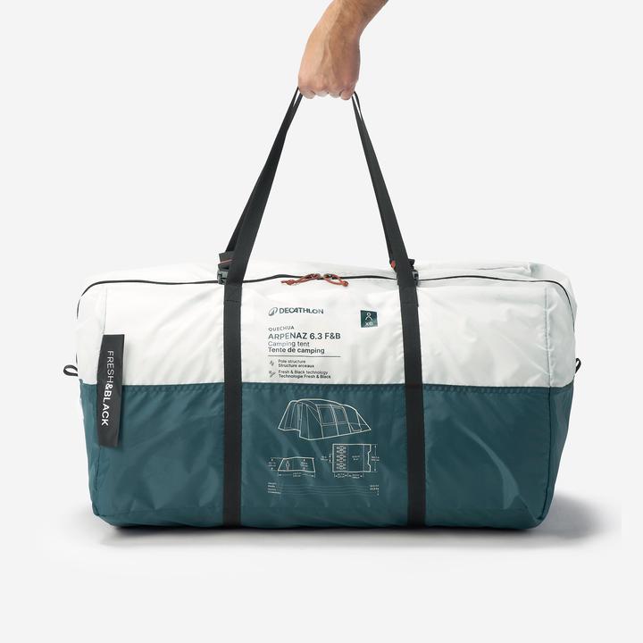 Immagine prodotto Quechua Familienzelt Stangenaufbau - Arpenaz 6.3 F&B 6 Personen 3 Kabinen (Tenda, 25.75 kg, 6 persone)