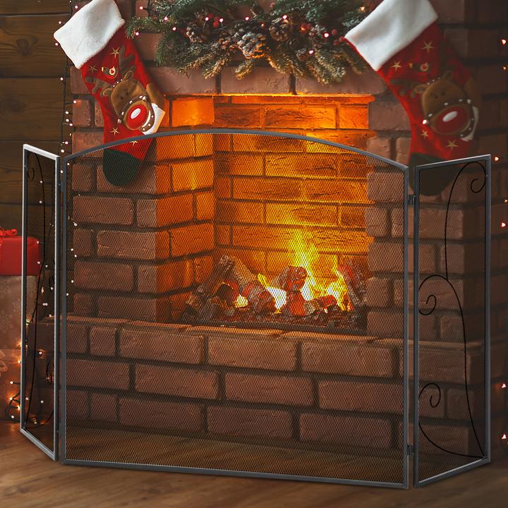 Produktbild Homcom Kamingitter mit drei Paneelen (132.5 x 76.5 cm)