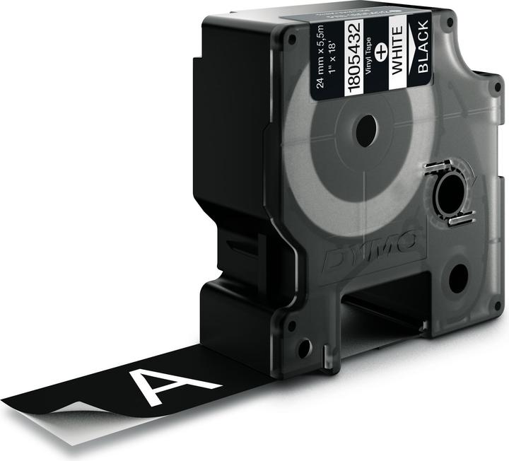 Actual product image Dymo Rhino 24mm white on black vinyl (2.40 cm, Black)