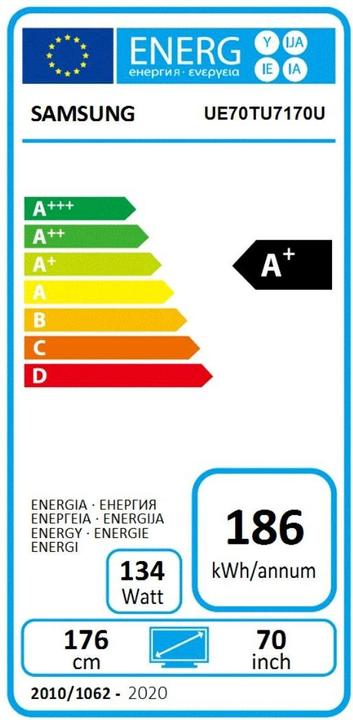 Energie-Label Samsung TV UE70TU7170 UXZG (70", LCD, 4K)