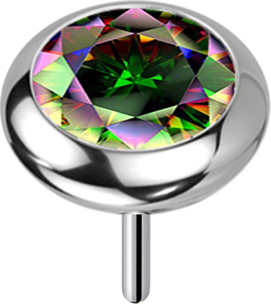 Produktbild Star Piercing Threadless silber Scheibe abgerundet Kristall dunkel multicolor (ohne Messing, Titan G23)