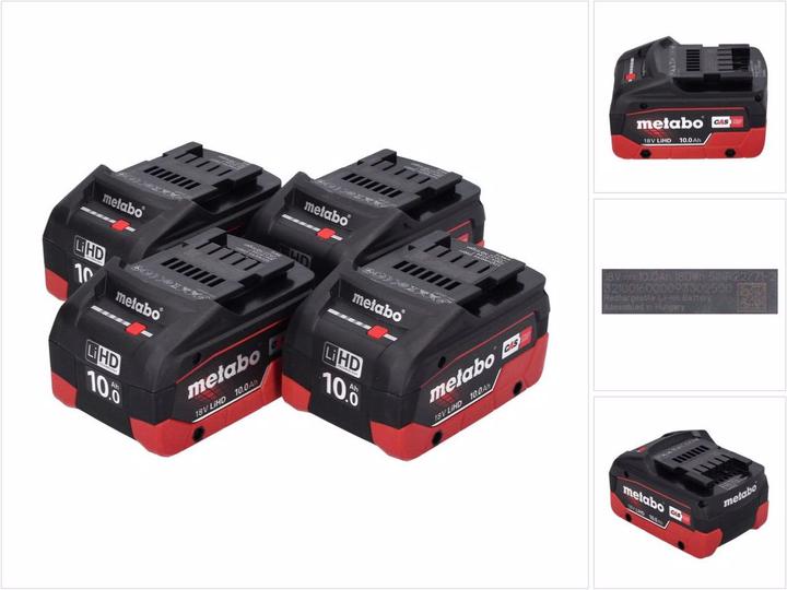 Metabo LiHD Akkupack Set 4x 18 V 10,0 Ah CAS System ( 4x 625549000 ) (18 V)