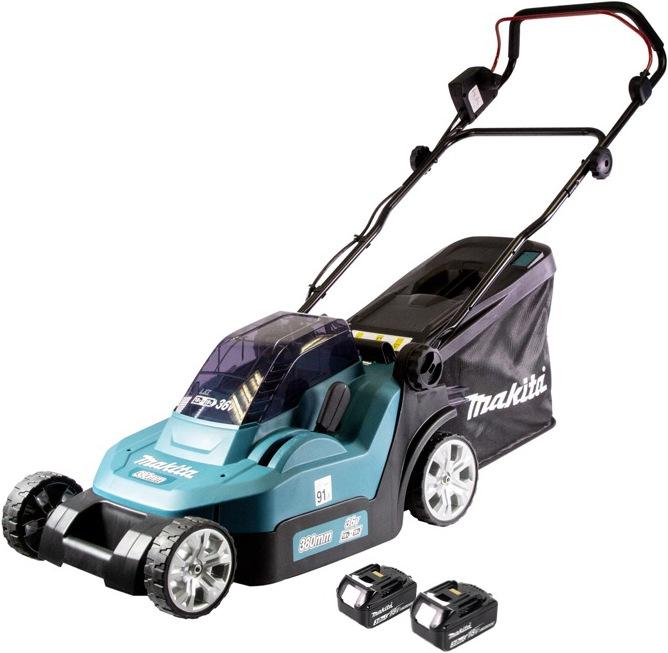Makita DLM 382 F2 accu grasmaaier 36 V ( 2x 18 V ) 38 cm 40 l + 2x accu 3.0 Ah - zonder lader (Oplaadbare batterij)