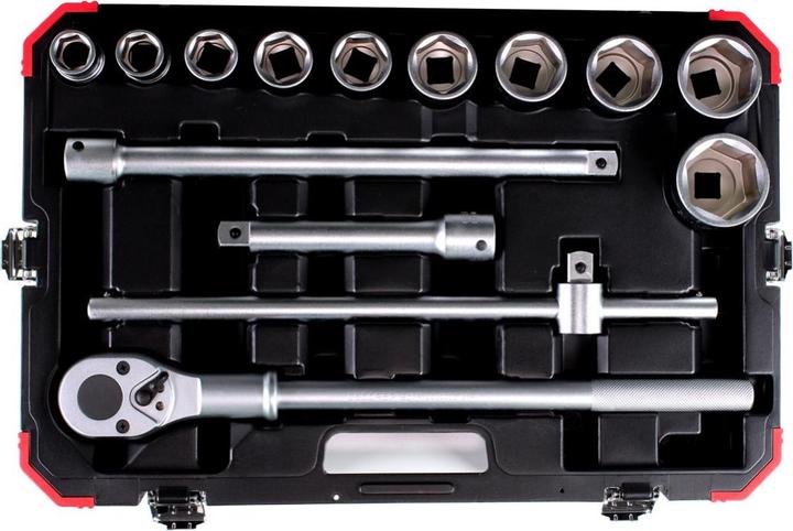 Actual product image Gedore Red red Socket set, 14 pieces, With reversible ratchet, Ratchet, Socket spanner, 3/4" (37 mm, 50 mm, 36 mm, 43 mm, 42 mm, 23 mm, 48 mm, 34 mm, 28 mm, 44 mm, 38 mm, 32 mm, 31 mm, 24 mm, 39 mm, 49 mm, 22 mm, 33 mm, 26 mm, 35 mm, 46 mm, 40 mm, 27 mm, 29 mm, 45 mm, 25 mm, 30 mm, 41 mm, 47 mm)