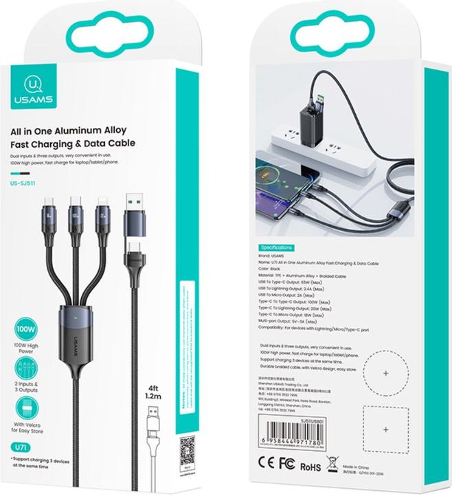 Immagine prodotto Usams 3in1 (1.20 m, USB 3.0, 65 W)