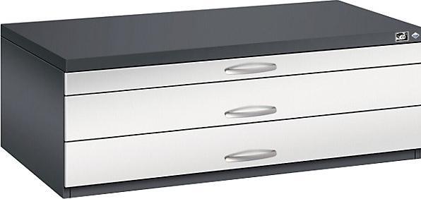 Image du produit C+P CP 7100 Armoire à plans gris noir, gris clair 3 tiroirs 110,0 x 76,5 x 42,0 cm