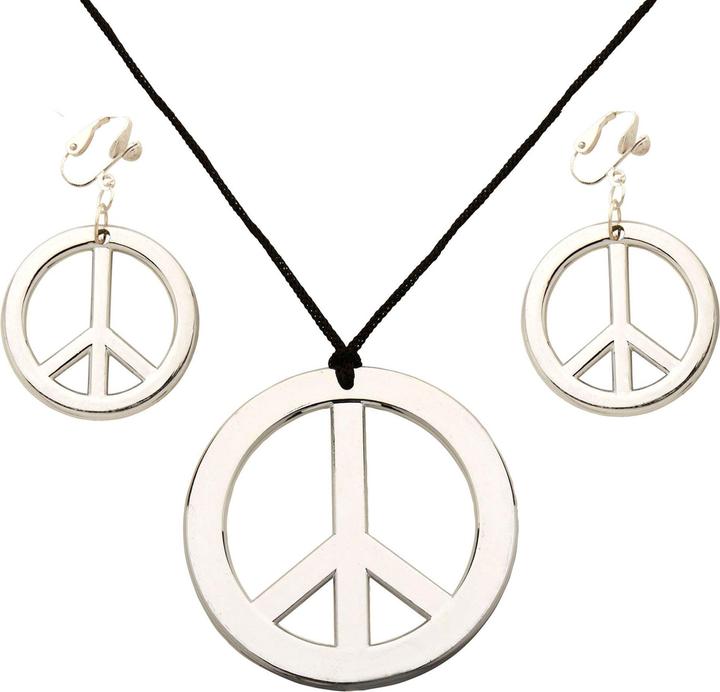 Actual product image Widmann Hippie set with earrings and peace necklace