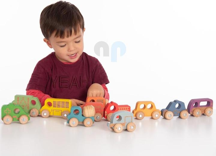 Produktbild TickiT Set mit 12 Spielzeug-Autos aus Holz