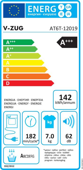 Energie-Label V-Zug AdoraTrocknen V6000 (7 kg, Links)