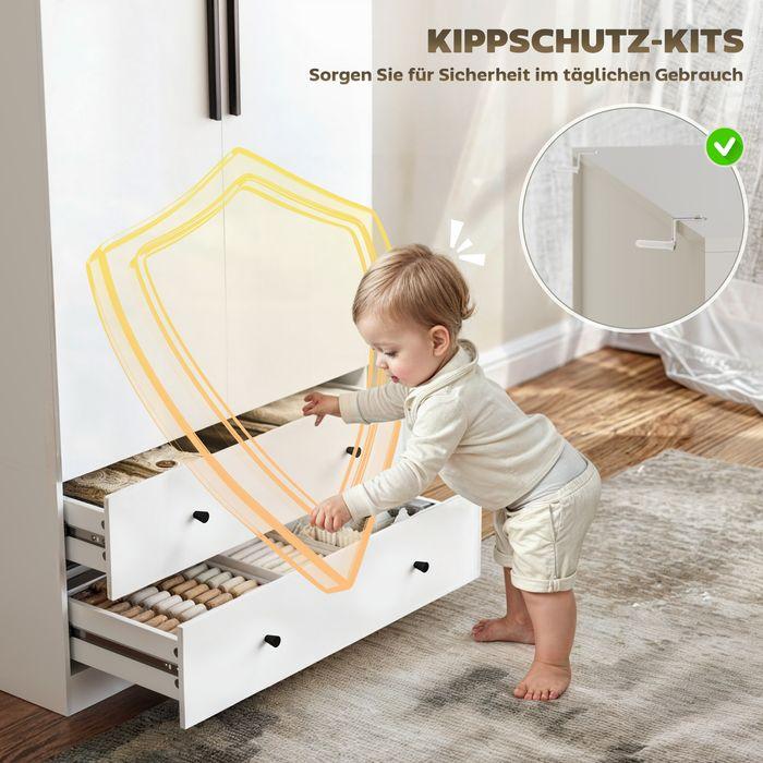 Produktbild Swisshandel24 Kleiderschrank Mehrzweckschrank 2-türig mit Kleiderstange und 2 Schubladen