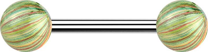 Star Piercing Barbell silber mit zwei Kugeln grün elektrisch Beschichtet (Chirurgenstahl 316L, ohne Messing)