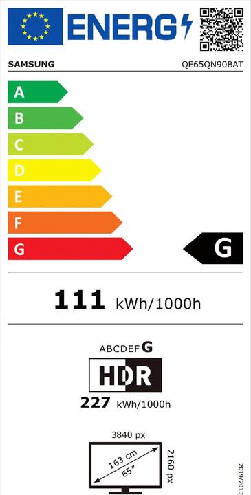 Energie-Label Samsung QE65QN90B (65", QN90B, NeoQLED, 4K, 2022)