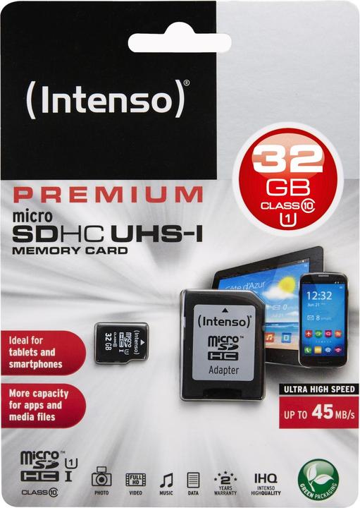 Actual product image Intenso UHS-I Premium (32 GB, microSDHC, U1, UHS-I)