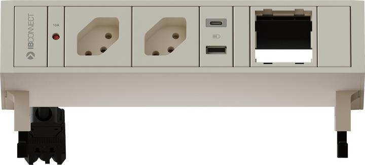Produktbild IB Connect SUPRA Steckdoseneinheit weiss 2x Typ 13 1x USB-A/C 1x Leermodul (4 x, USB-A, USB-C, Typ 13, 0.30 m)
