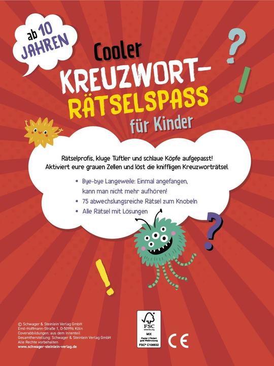 Produktbild Kreuzworträtsel ab 10 Jahren (Deutsch, Schwager & Steinlein Verlag, 2023)