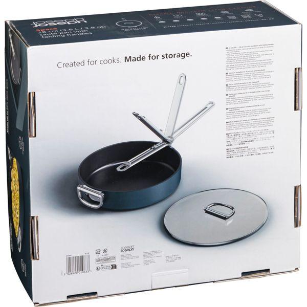 Actual product image Joseph Joseph Space saucepan retractable handle with lid D23cm (28 cm, Frying pan, Aluminium)