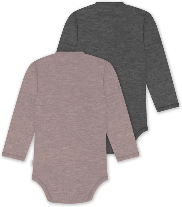 Actual product image Normani 2-pack organic long-sleeved merino wool baby bodysuit for boy and girl - 9353 (80)