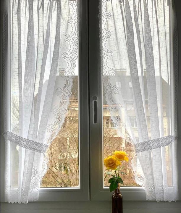 Produktbild Hubatka Tagvorhang Vitrage Spitzen-Vitragen 95 x 110 cm, Weiss (95 x 110 cm)