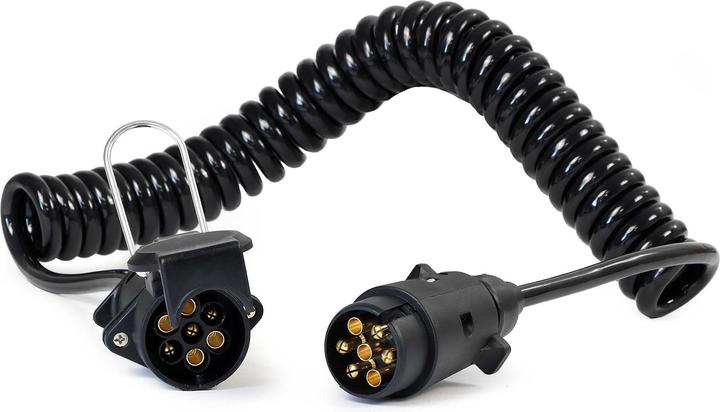 Image du produit Wiltec 7-poliges Spiralkabel 3m Anhängerkabel PVC Verlängerungskabel Stecker Buchse