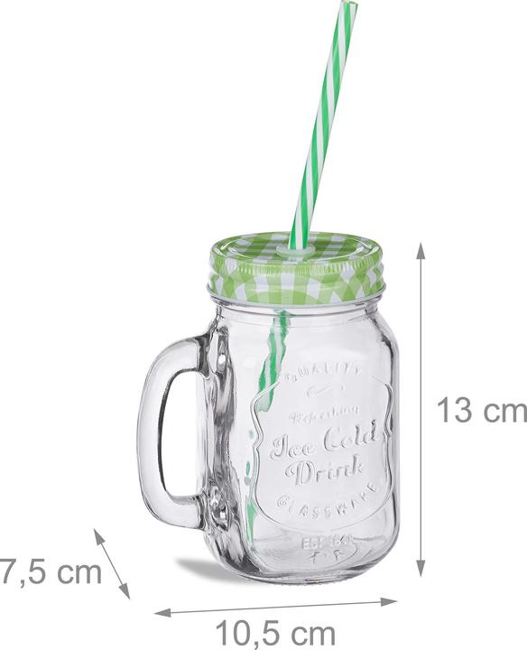Actual product image Relaxdays Trinkglas mit Strohhalm (0.40 l, 8 x)