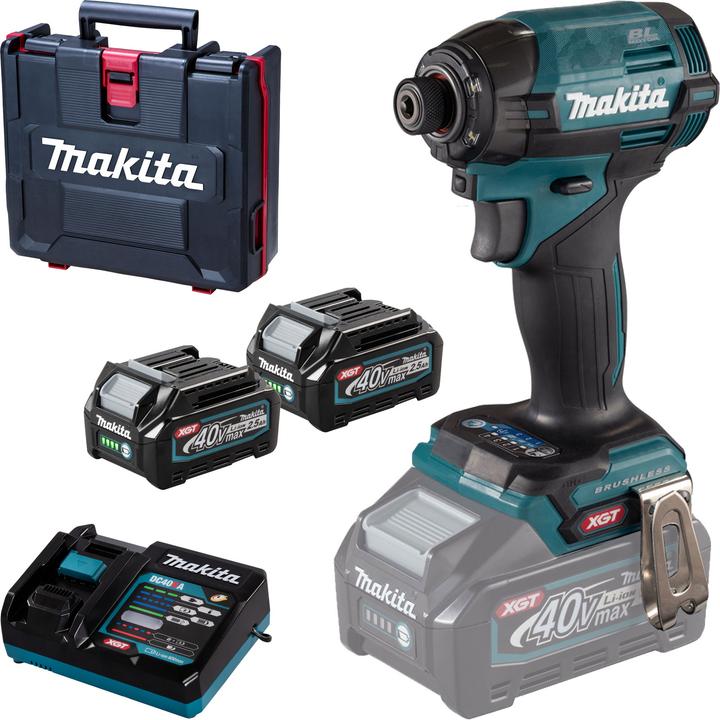 Image du produit Makita Visseuse à choc sans fil TD002GD202 | 40 V, 2x 2,5 AhBatterie, chargeur en coffret (Fonctionnement sur batterie)