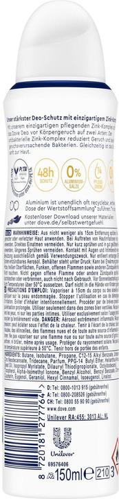 Image du produit Dove 0% de sels d'aluminium avec un complexe de zinc (Spray, 150 ml)