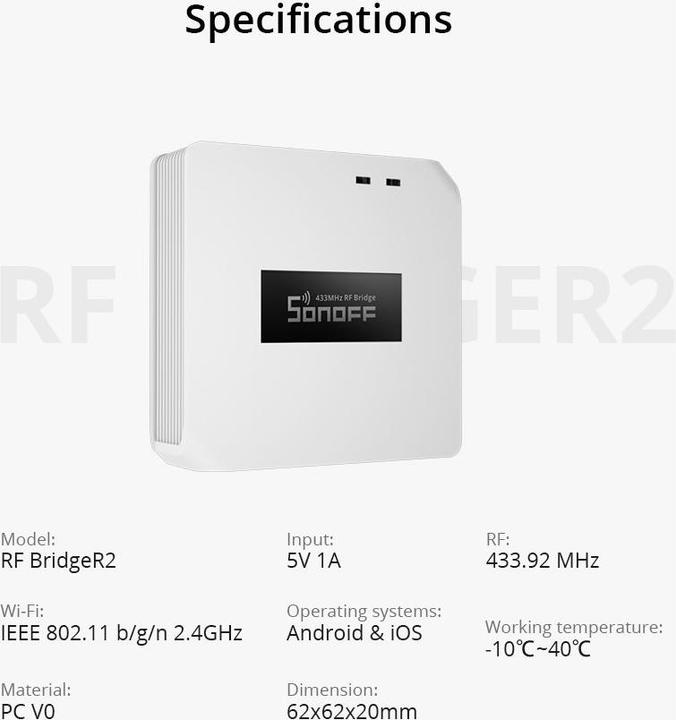 Productafbeelding Sonoff Gateway BridgeR2 WiFi-RF Smart Hub