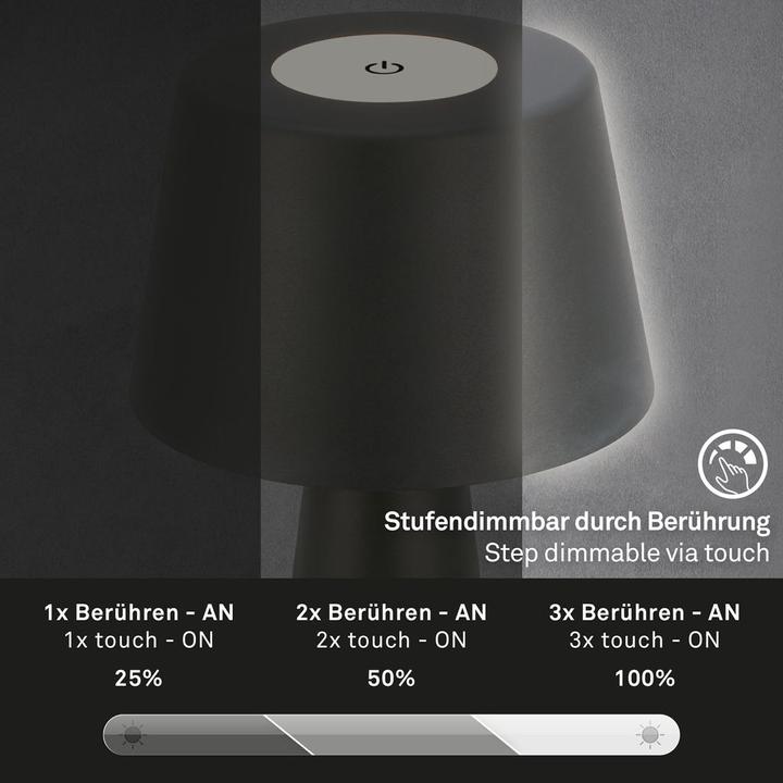 Actual product image Briloner Battery LED table lamp, black, 1xLED module/3.5W (400 lm)