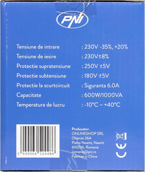 Produktbild PNI Spannungsstabilisator mit Relais AVR M1000VA, 2,7A, 600W, 1000VA (1000 VA, 600 W, Online-Doppelwandler USV)