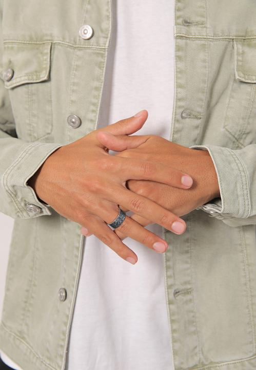 Actual product image Kuzzoi Ring Men Band Ring Organic Structure 925 Silver (56, 925 Silver)
