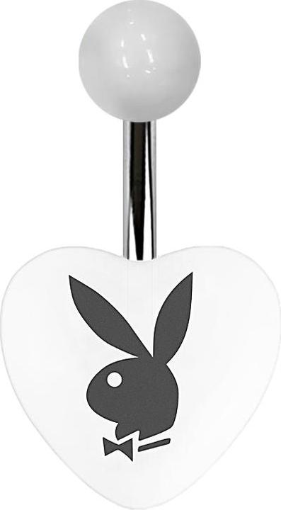 Immagine prodotto Star Piercing Banana argento con cuore bianco e coniglietto Playboy (Acrilico, senza ottone, Acciaio chirurgico 316L)