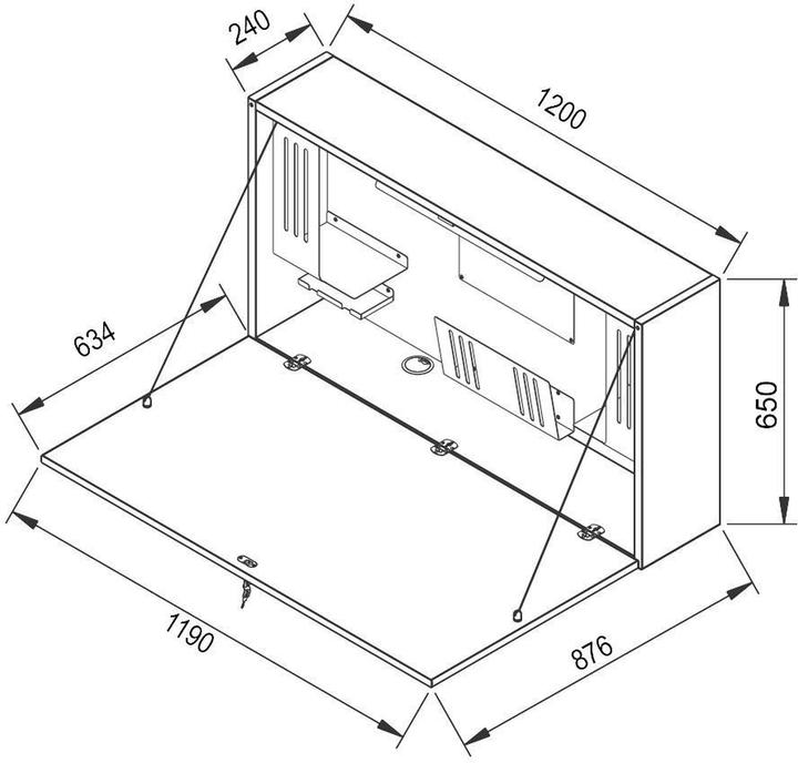 Hammerbacher Bureau mural Mini-Office, h x l x p 650 x 1200 x 260 mm, blanc / blanc.