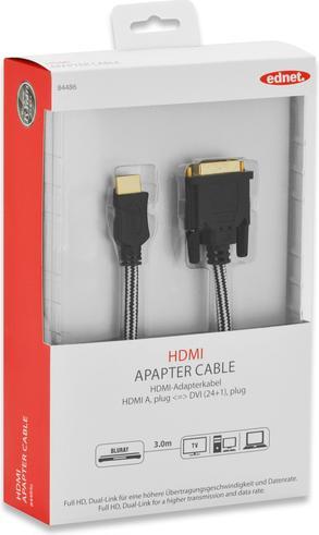 Immagine prodotto ednet DVI — HDMI (Typ A) (3 m, HDMI, DVI)