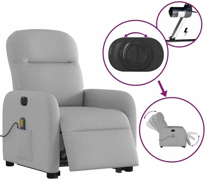 Image du produit VidaXL Fauteuil de massage releveur électrique Gris nuageux Tissu