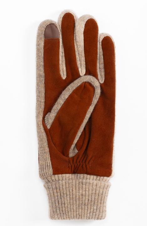 Produktbild Cash-Mere Ziegen Wildlederhandschuhe mit Kaschmirfutter und Manchette (L)