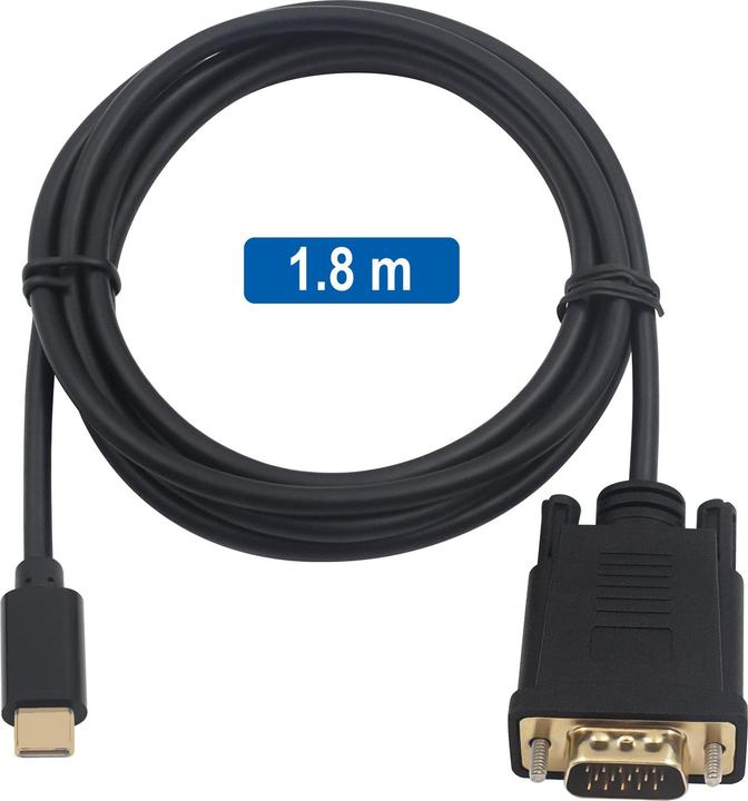 Immagine prodotto Ewent Cavo Adattatore Grafico USB Tipo C A VGA, Lunghezza 1,8 Metri. (USB-C, VGA, 180 cm)