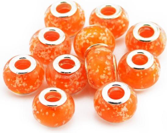 Hermex Glas Bead Perle versilbert 925 - Orange (Silber 925, Glas, Metalllegierung)