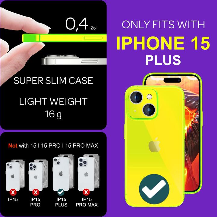 Produktbild Nalia Klar Transparente Neon Silikon Hülle (Apple iPhone 15 Plus)