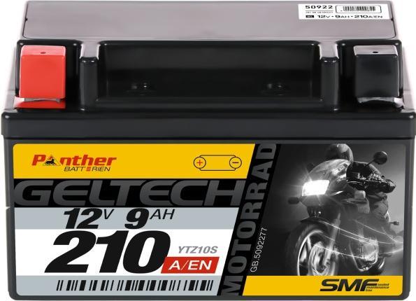 Produktbild Panther Batterien Motorradbatterie Gel 12V 8.6Ah YTZ10S (12 V, 8.60 Ah)