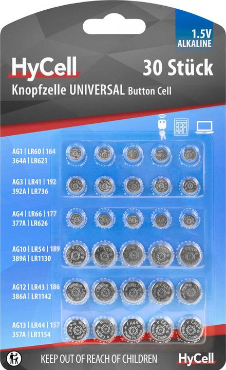 Actual product image HyCell Alkaline button cell set (30 pcs., AG10)
