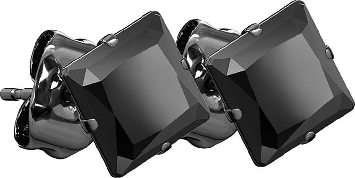 Star Piercing Ohrstecker schwarz mit quadratischem Kristall schwarz (ohne Messing, Chirurgenstahl 316L)