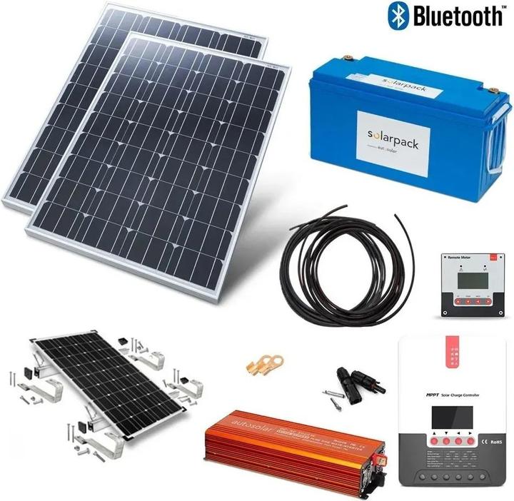 Actual product image Autosolar Complete package 670W solar system with lithium battery 200Ah and 2000W inverter for garden shed (650 W)