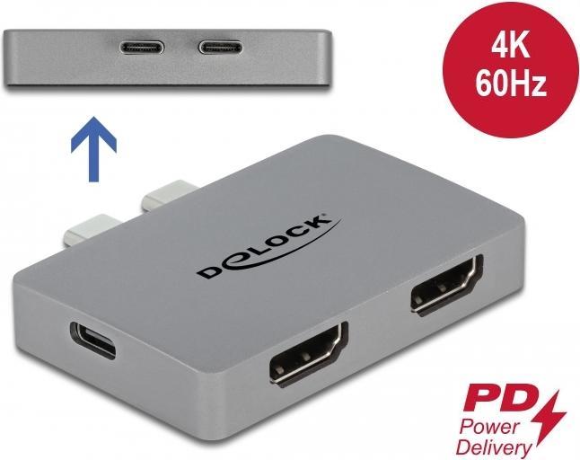Actual product image Delock Dual HDMI Adapter with 4K 60 Hz and PD 3.0 for MacBook (USB-C, 2 Ports)