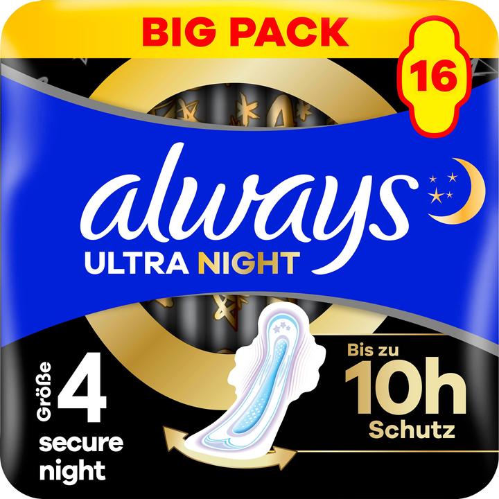 Always Ultra Binde Secure Night mit Flügeln BigPack (16 x, Damenbinden)